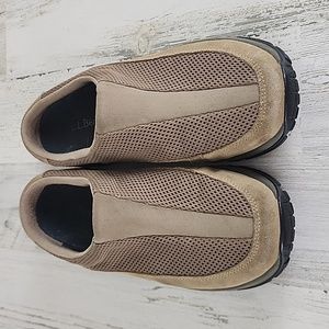 LL Bean beige mesh suede comfort slipon shoes comfort slides mules Size 9.5